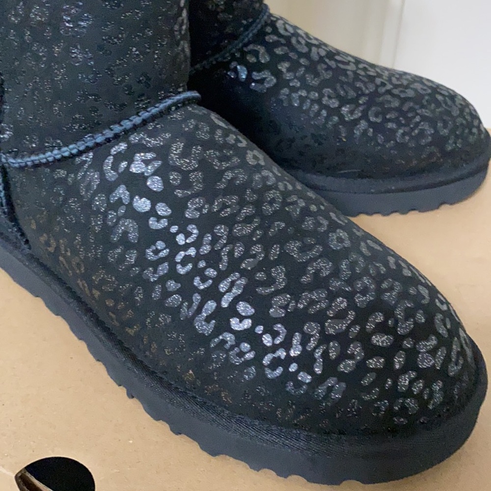 NWT UGG Leopard Black Boots Size 8